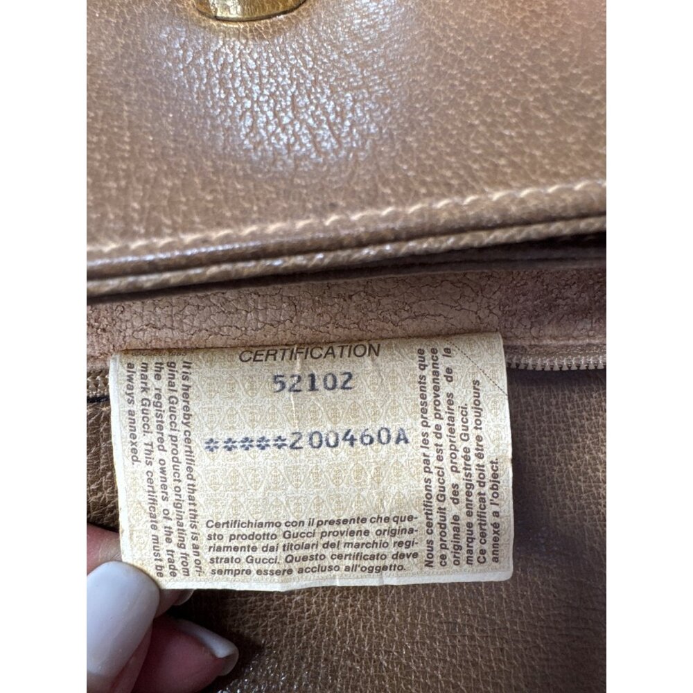 Vintage Gucci Brown Pebbled Leather Shoulder Bag W/Gold Hardware & Red Trim - Picture 8 of 16